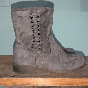 Dolce By Mojo Moxy Charcoal Ankle Boots with Braided Detail